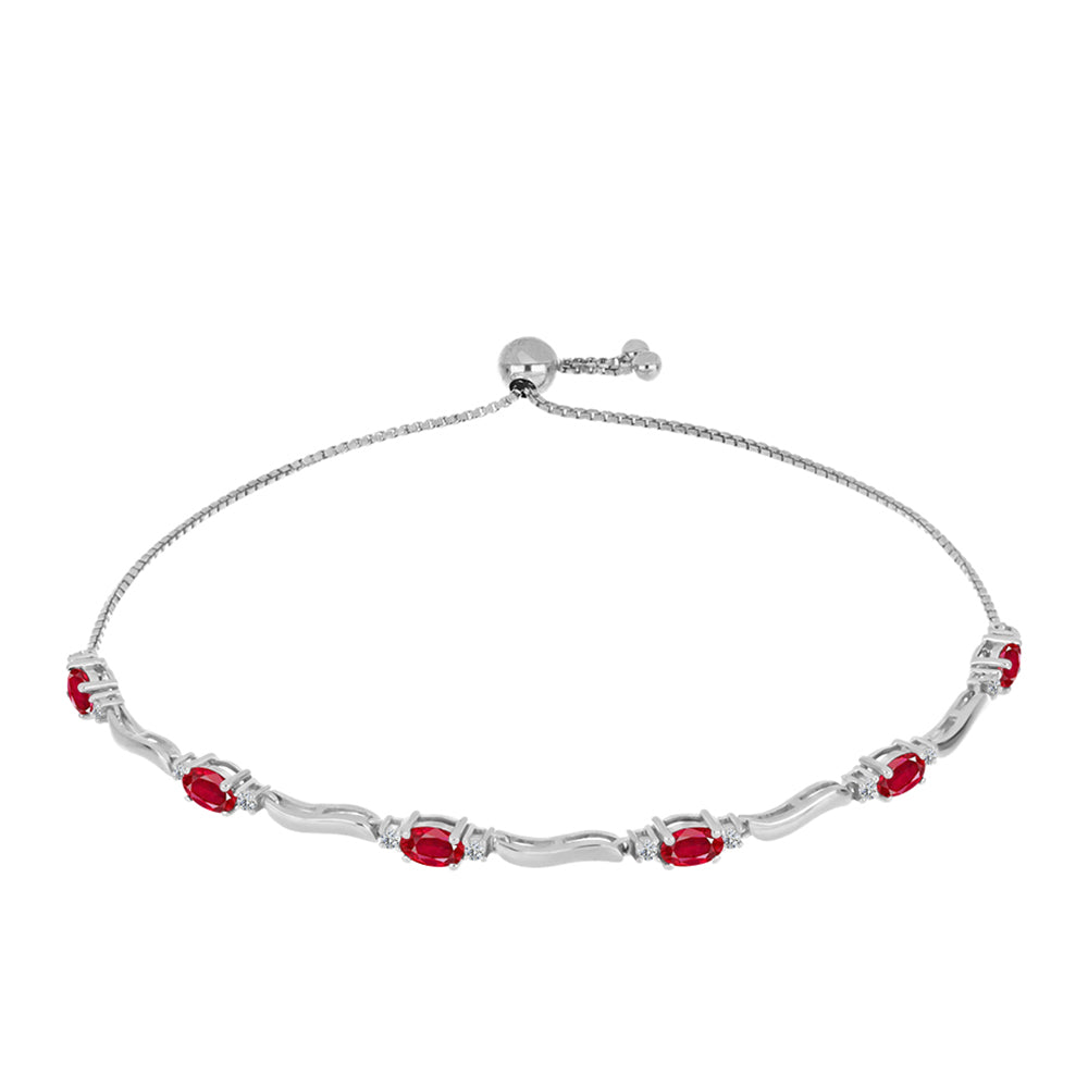 Silberarmband mit rotem Achat und weißem Topas