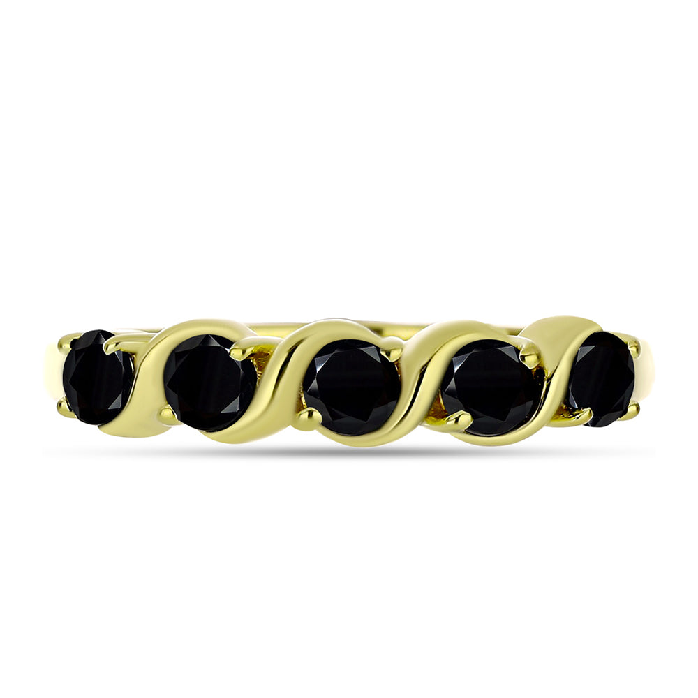 Goldplattierter Silberring mit schwarzem Spinell
