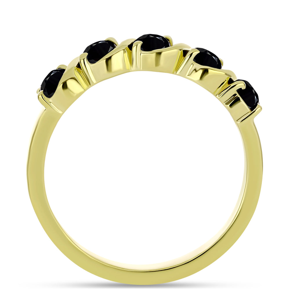 Goldplattierter Silberring mit schwarzem Spinell