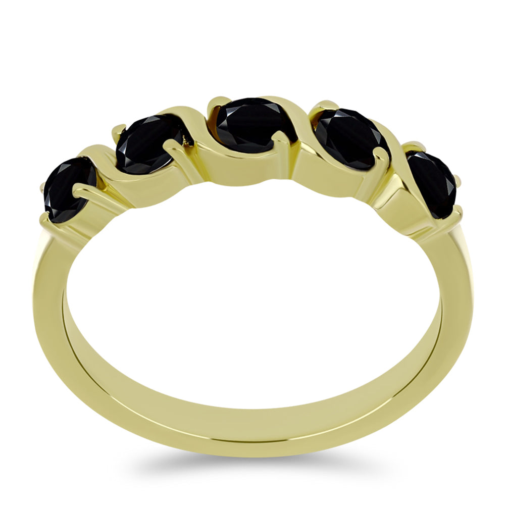 Goldplattierter Silberring mit schwarzem Spinell