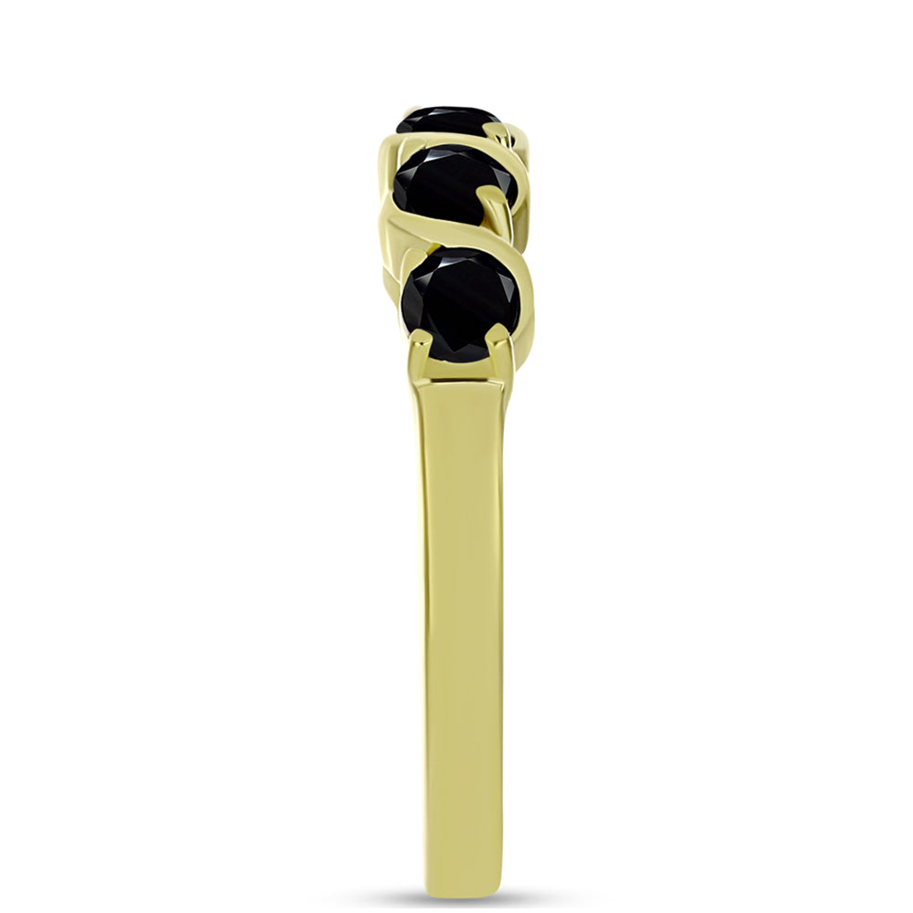 Goldplattierter Silberring mit schwarzem Spinell