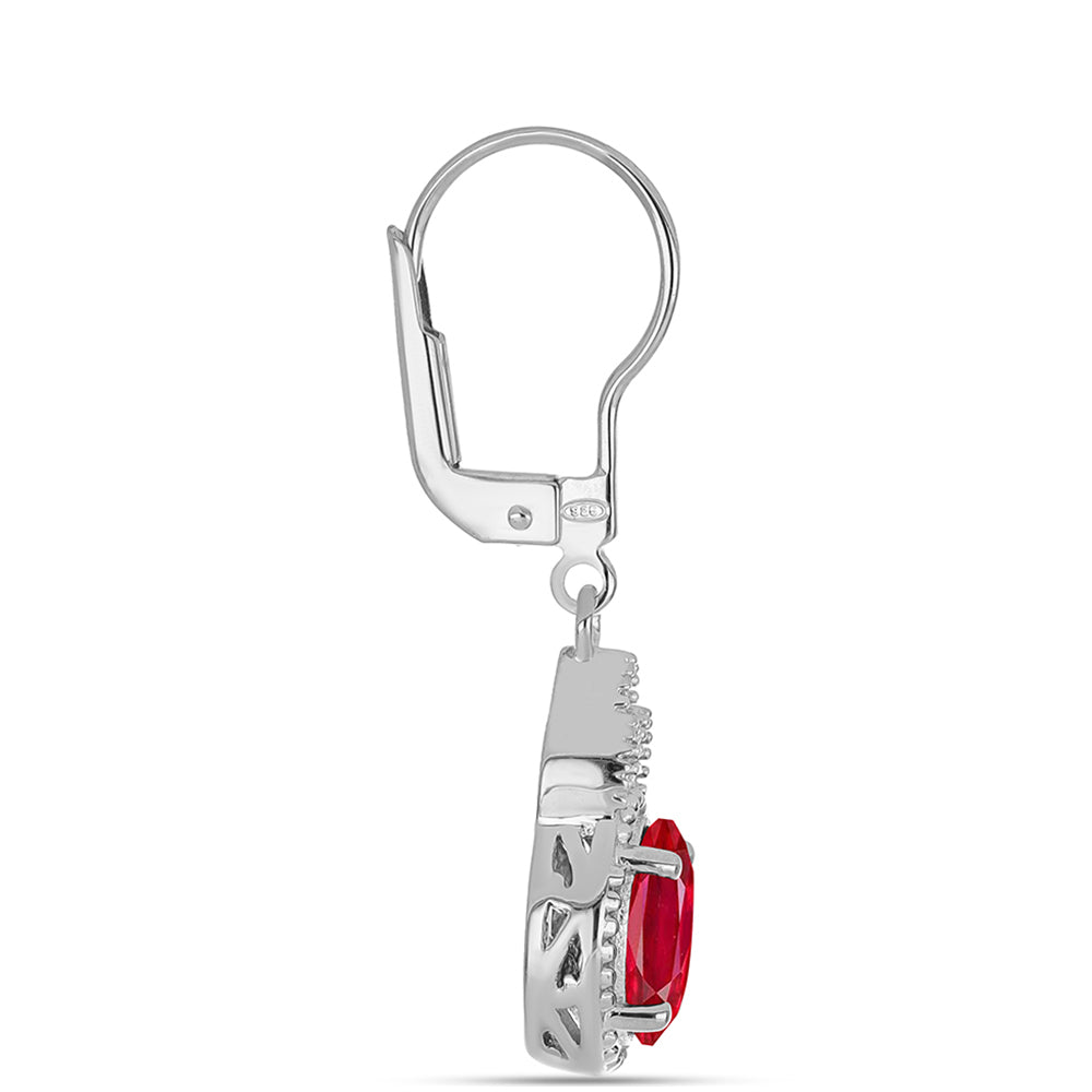 Silberohrringe mit rotem Achat und weißem Topas