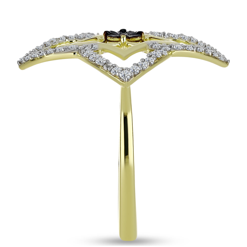 Goldplattierter Silberring mit blauem Diamant und weißem Topas