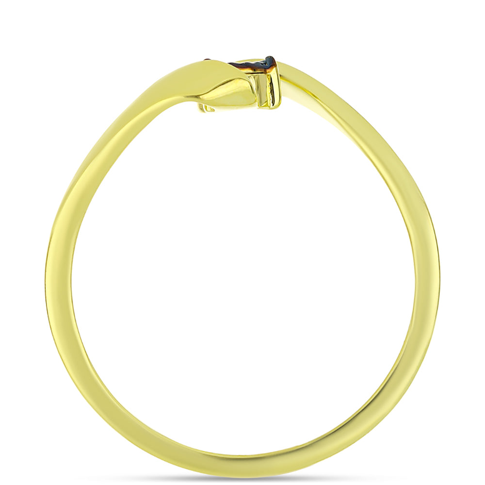 Goldplattierter Silberring mit blauem Diamant
