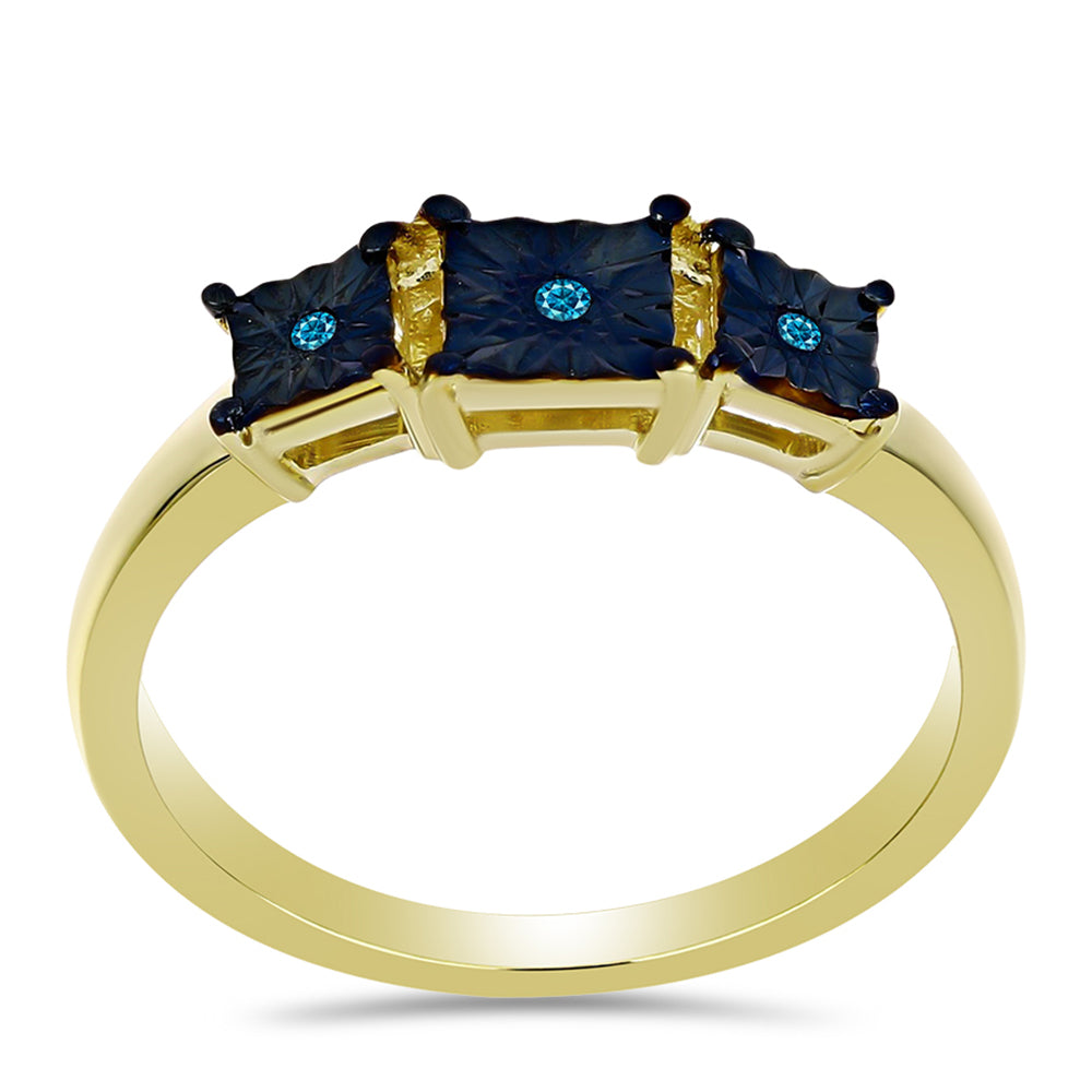 Goldplattierter Silberring mit blauem Diamant