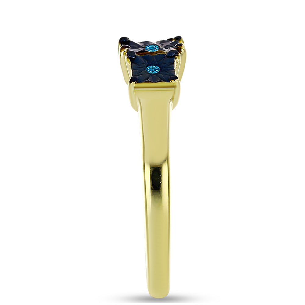 Goldplattierter Silberring mit blauem Diamant