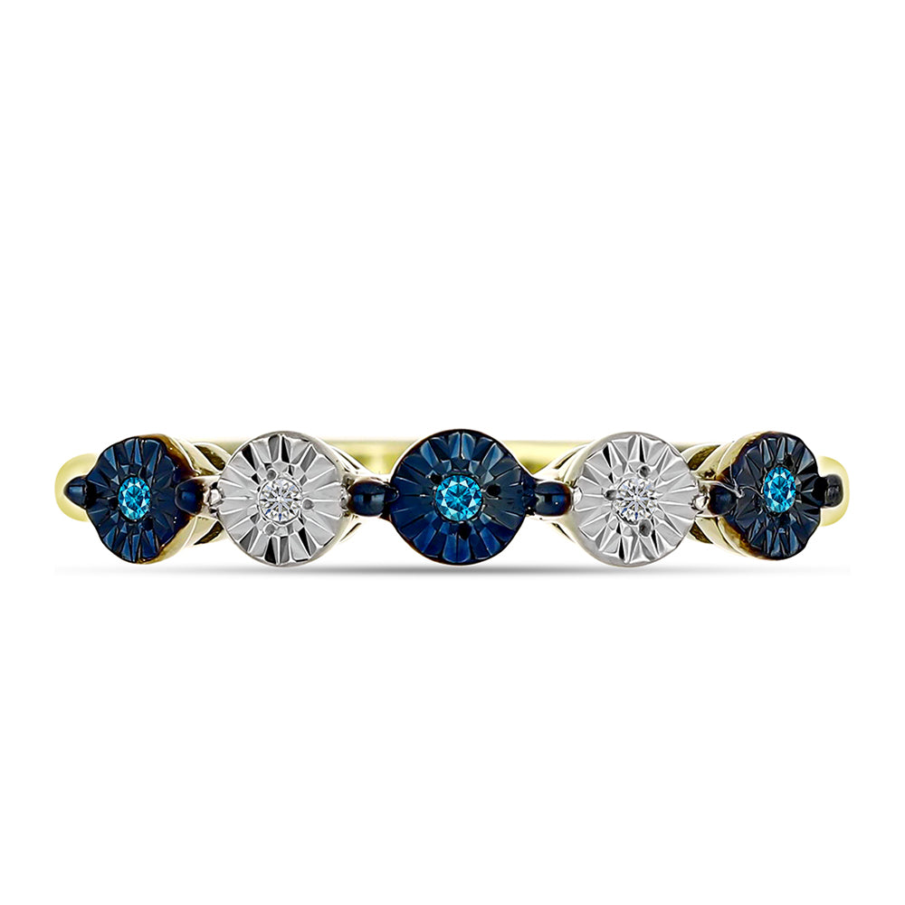 Goldplattierter Silberring mit blauem Diamant und weißem Topas