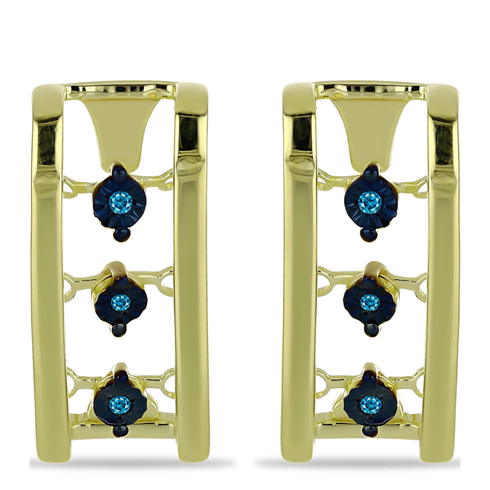 Goldplattierte Silberohrringe mit blauem Diamant