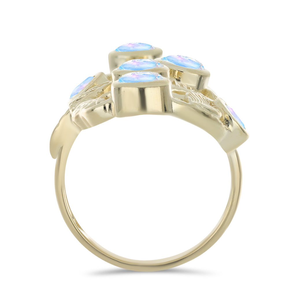 Goldplattierter Silberring mit Regenbogenmondstein 2