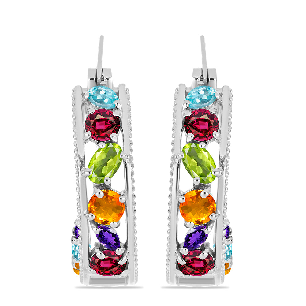 Silberohrringe mit marokkanischem Amethyst und goldfarbenem Rio Zitrin 1