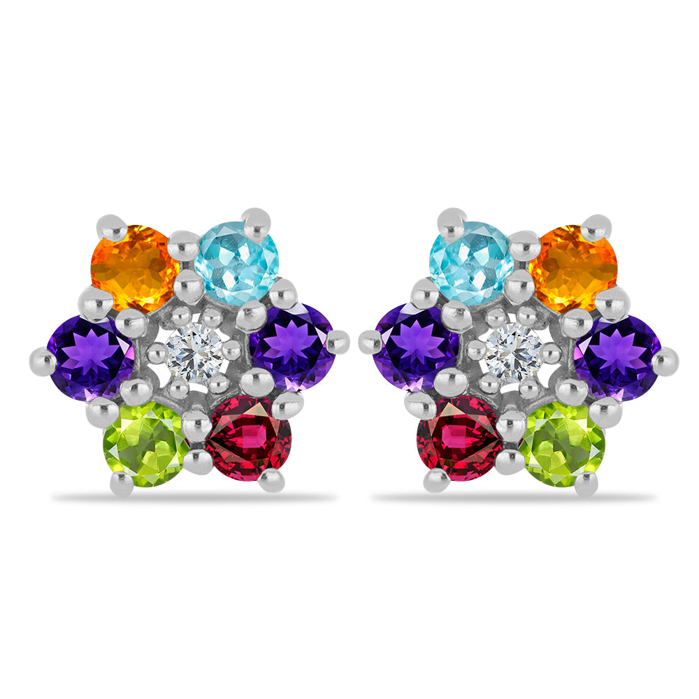 Silberohrringe mit marokkanischem Amethyst und Peridot aus Changbai