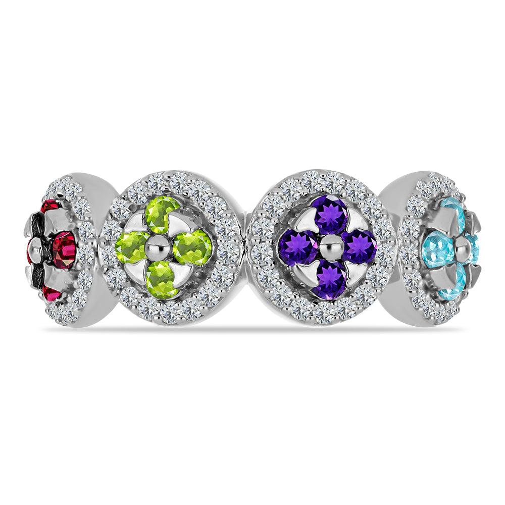 Silberring mit marokkanischem Amethyst und Peridot aus Changbai
