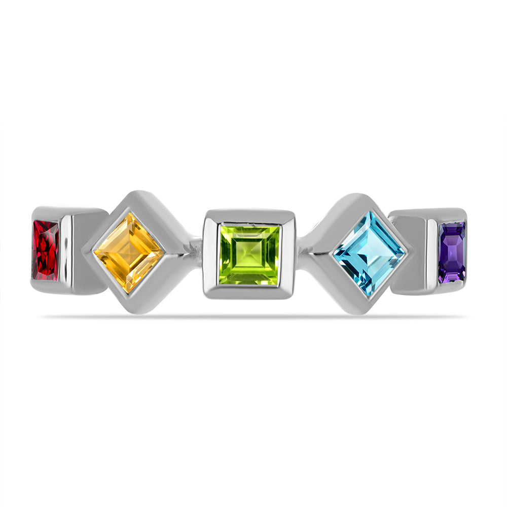 Silberring mit marokkanischem Amethyst und Peridot aus Changbai 2
