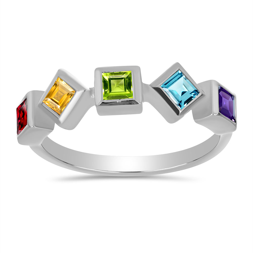 Silberring mit marokkanischem Amethyst und Peridot aus Changbai 1