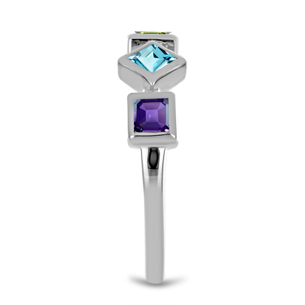 Silberring mit marokkanischem Amethyst und Peridot aus Changbai 4