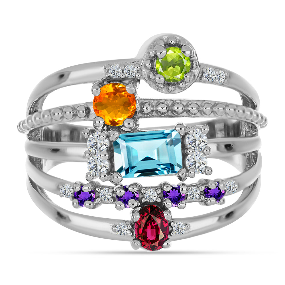 Silberring mit marokkanischem Amethyst und goldfarbenem Rio Zitrin 1