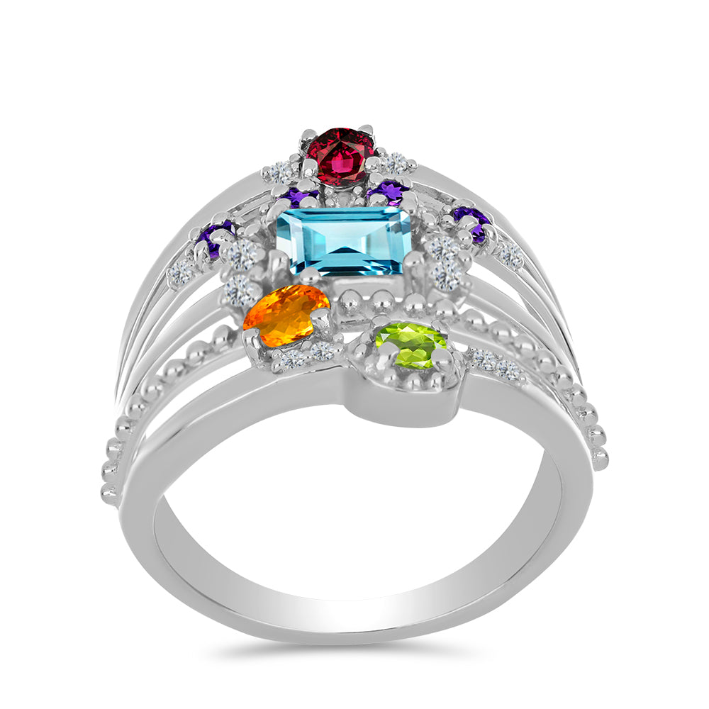 Silberring mit marokkanischem Amethyst und goldfarbenem Rio Zitrin 3