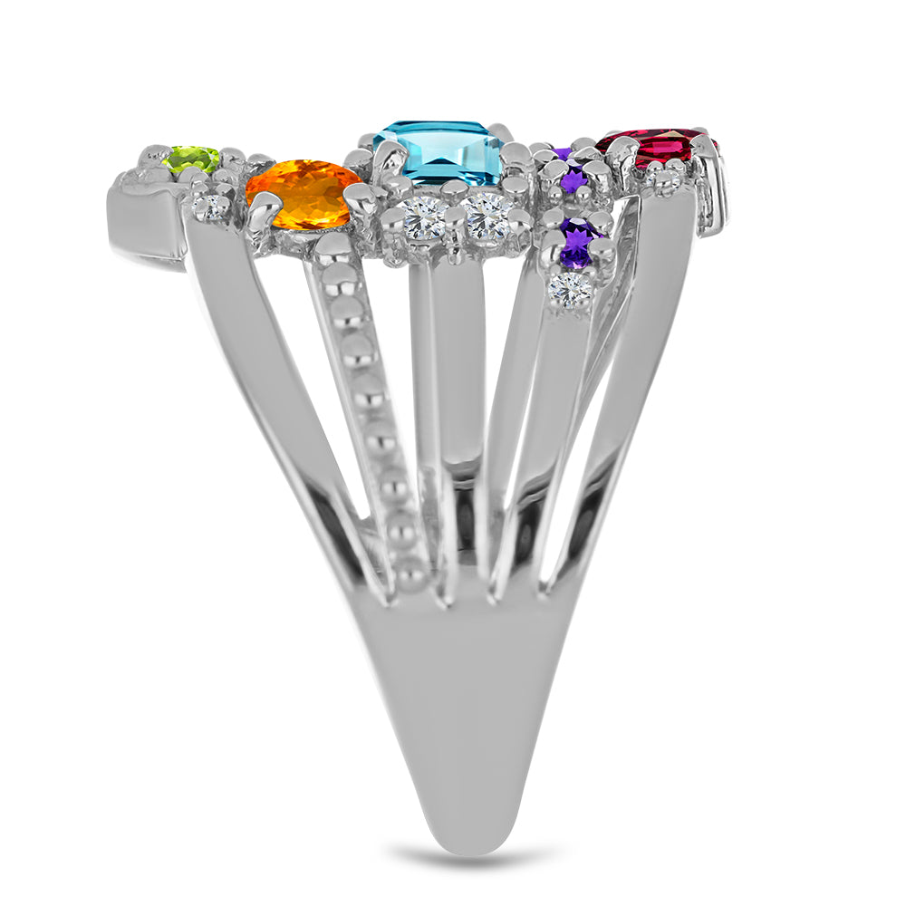 Silberring mit marokkanischem Amethyst und goldfarbenem Rio Zitrin