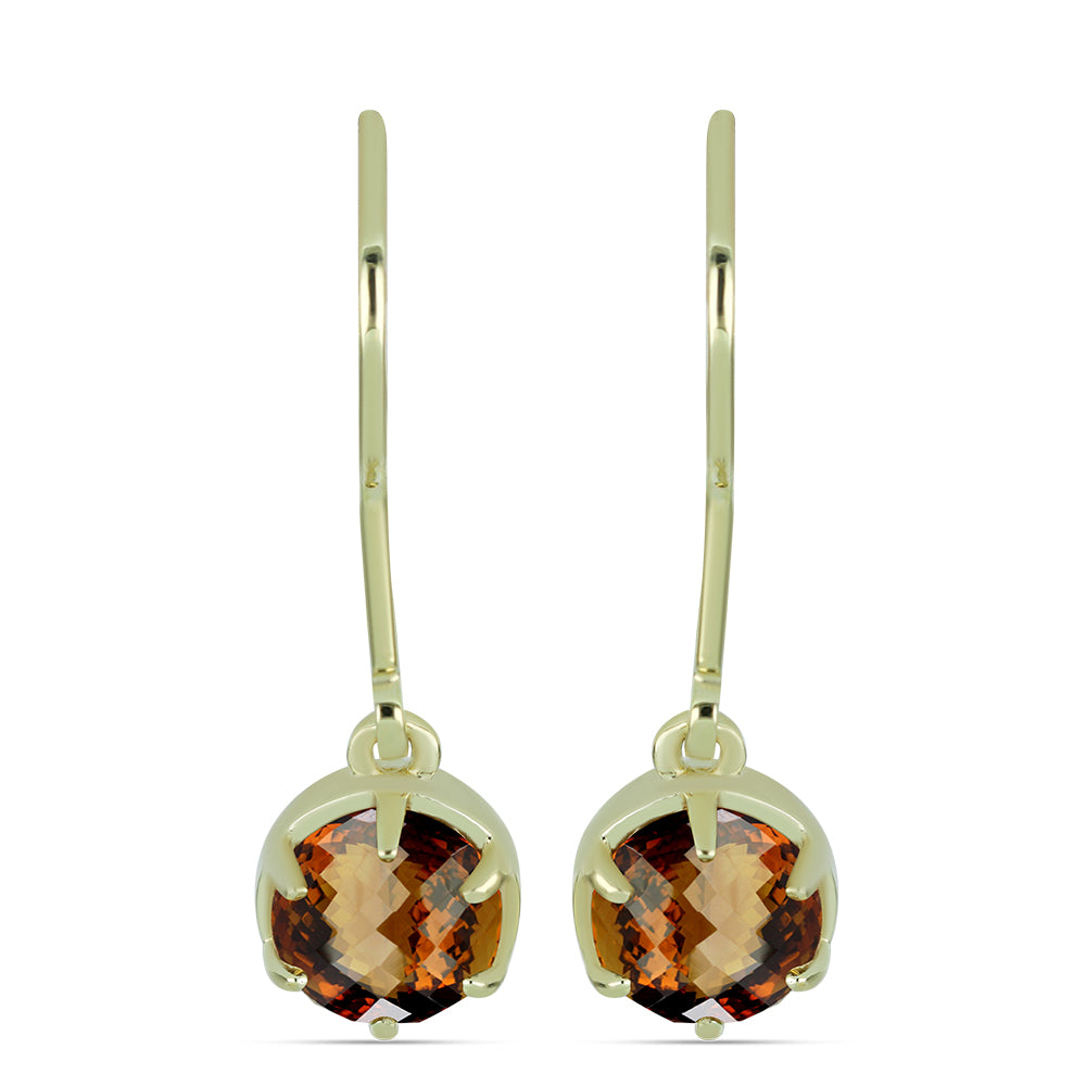 Goldplattierte Silberohrringe mit Cognac-Quarz 1
