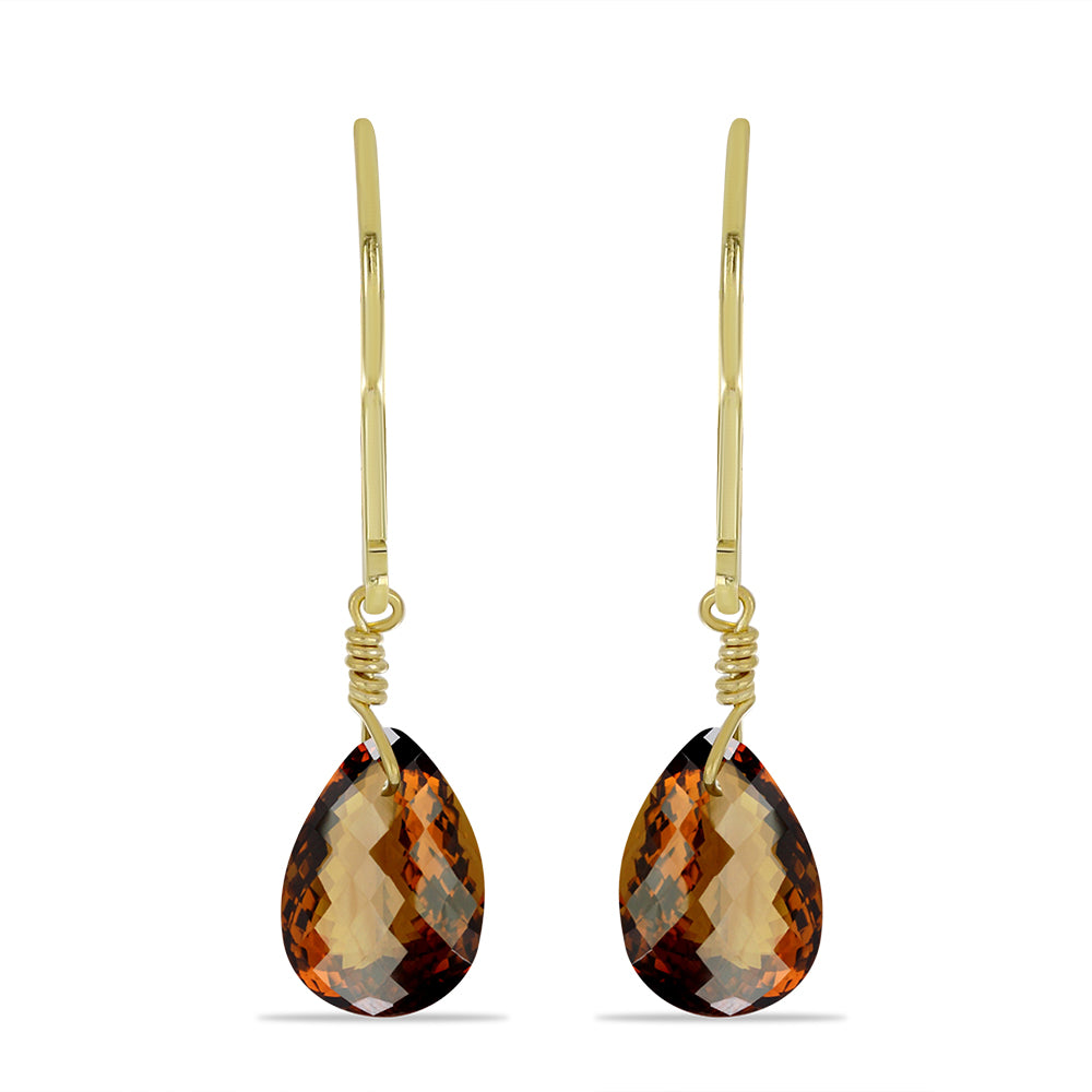 Goldplattierte Silberohrringe mit Cognac-Quarz