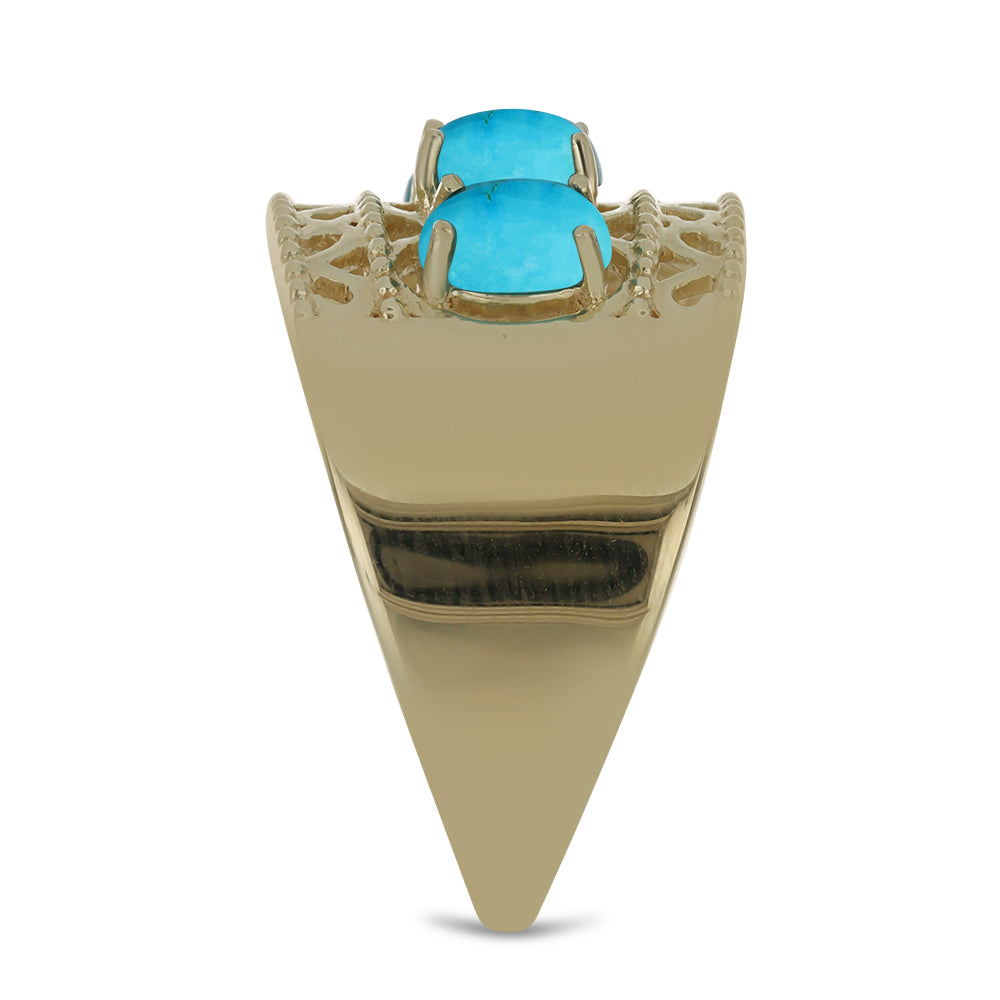 Goldplattierter Silberring mit Dornröschen Türkis