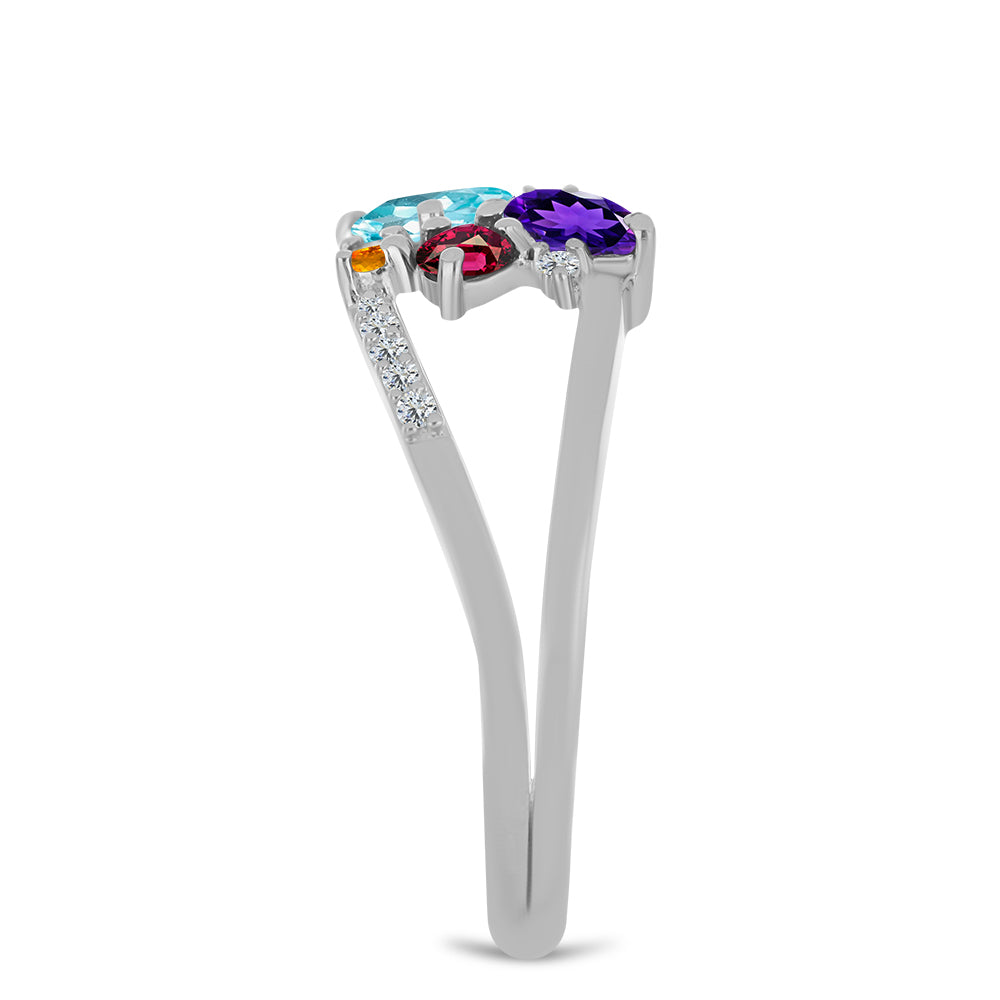 Silberring mit marokkanischem Amethyst und goldfarbenem Rio Zitrin