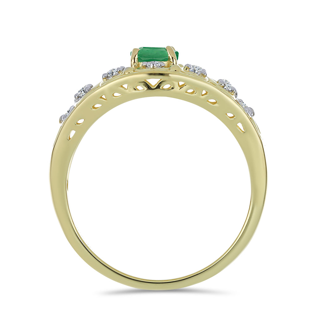 Goldplattierter Silberring mit brasilianischem Smaragd und weißem Topas