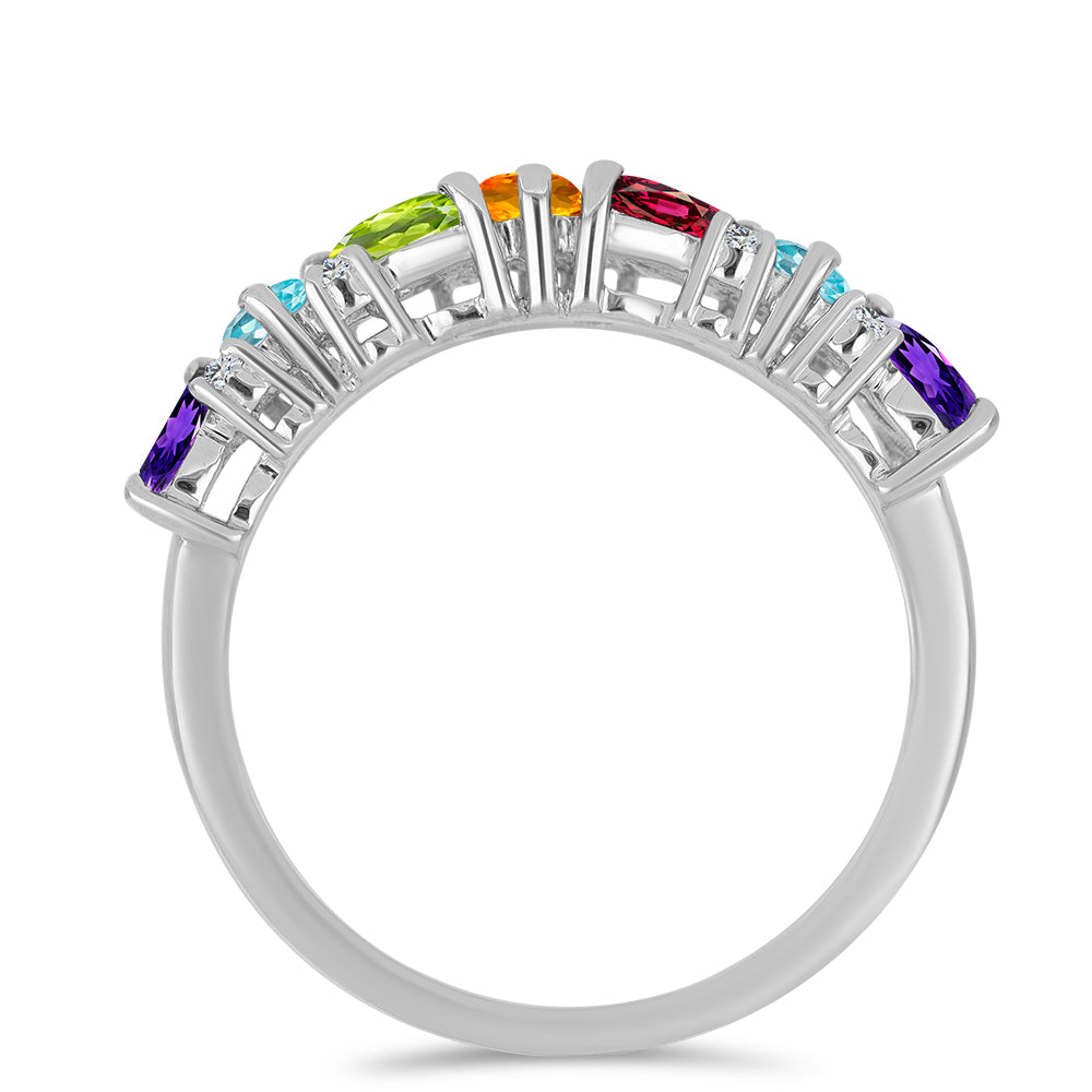 Silberring mit marokkanischem Amethyst und goldfarbenem Rio Zitrin