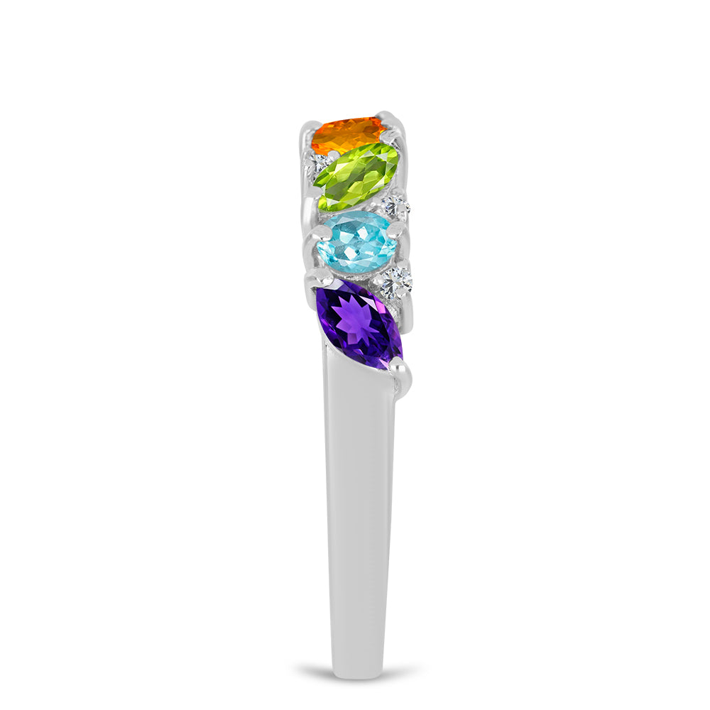Silberring mit marokkanischem Amethyst und goldfarbenem Rio Zitrin