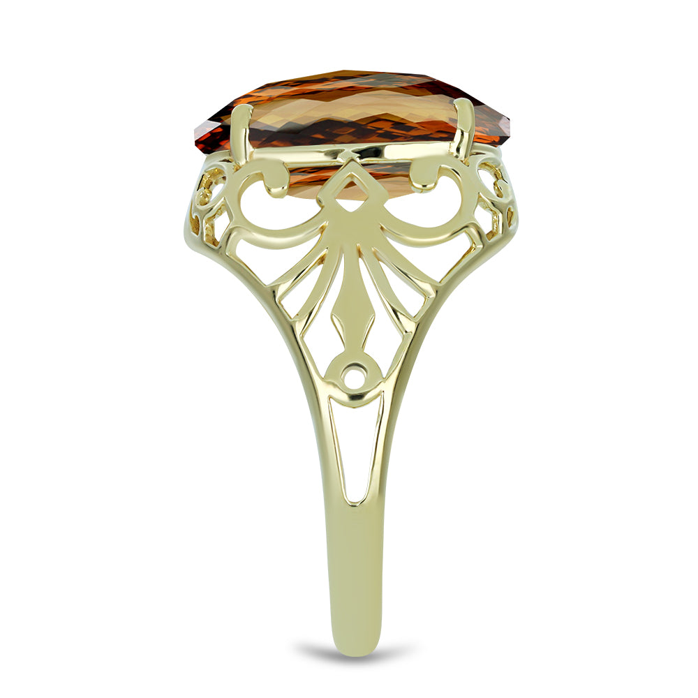 Goldplattierter Silberring mit Cognac-Quarz