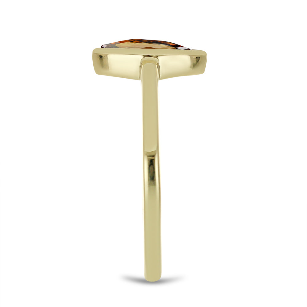 Goldplattierter Silberring mit Cognac-Quarz