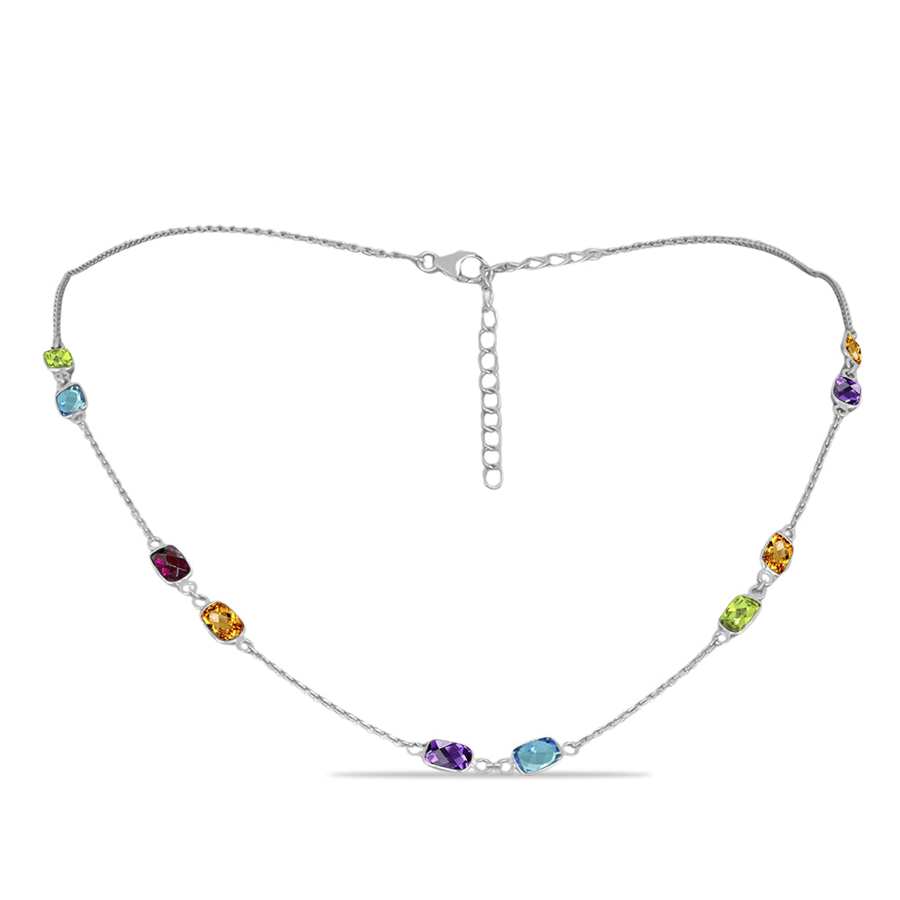 Silberhalskette mit marokkanischem Amethyst und Peridot aus Changbai 1