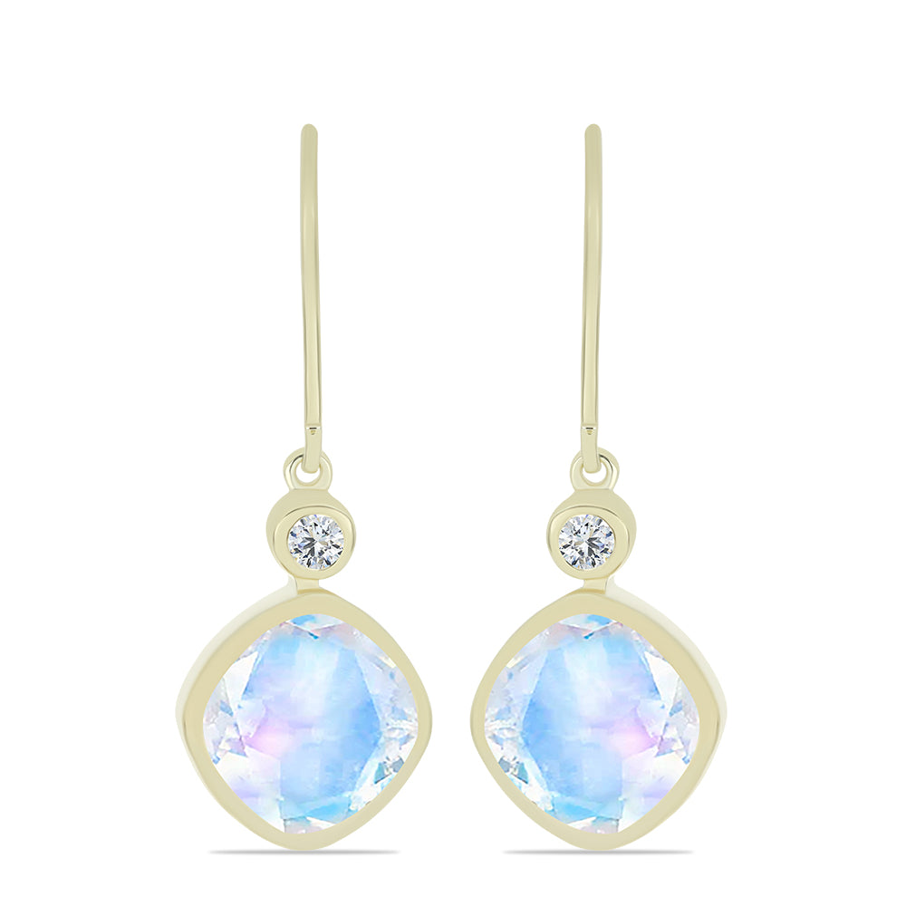Goldplattierte Silberohrringe mit Regenbogenmondstein und weißem Topas