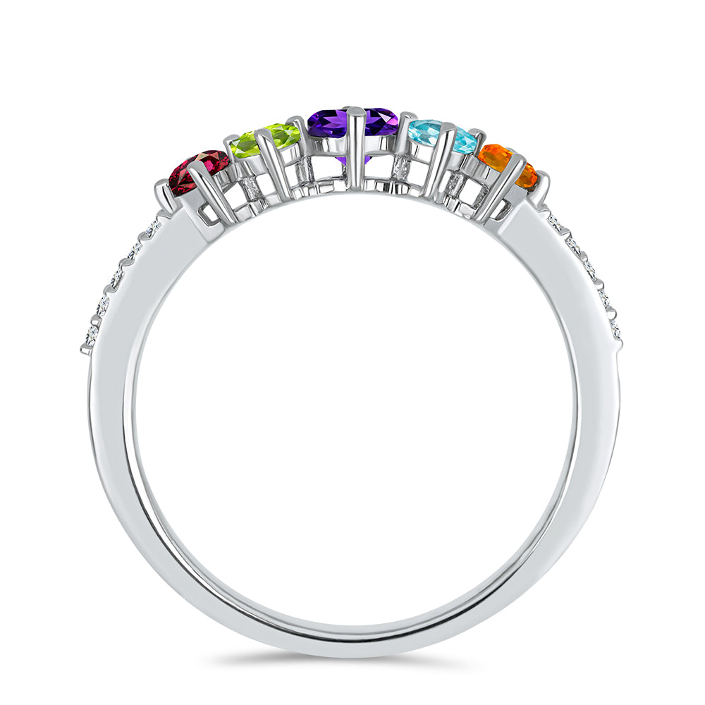 Silberring mit marokkanischem Amethyst und Peridot aus Changbai