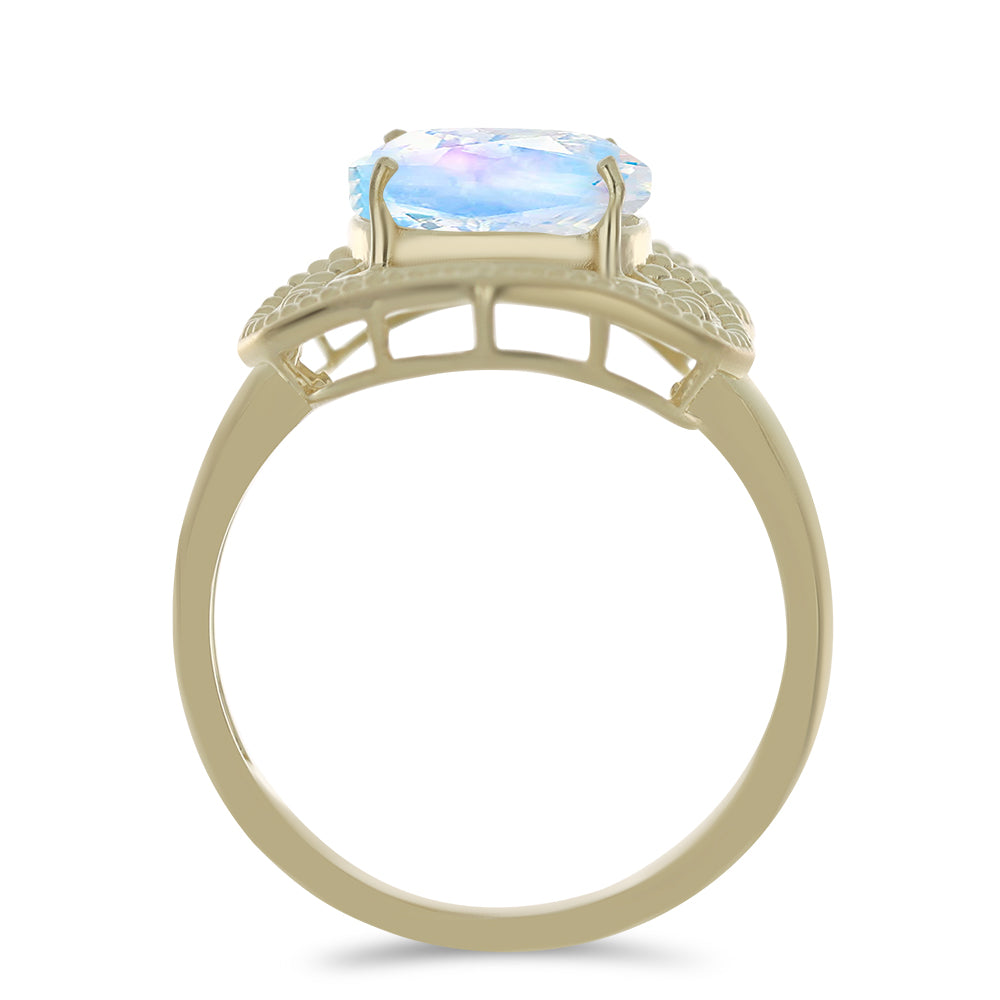 Goldplattierter Silberring mit Regenbogenmondstein 2