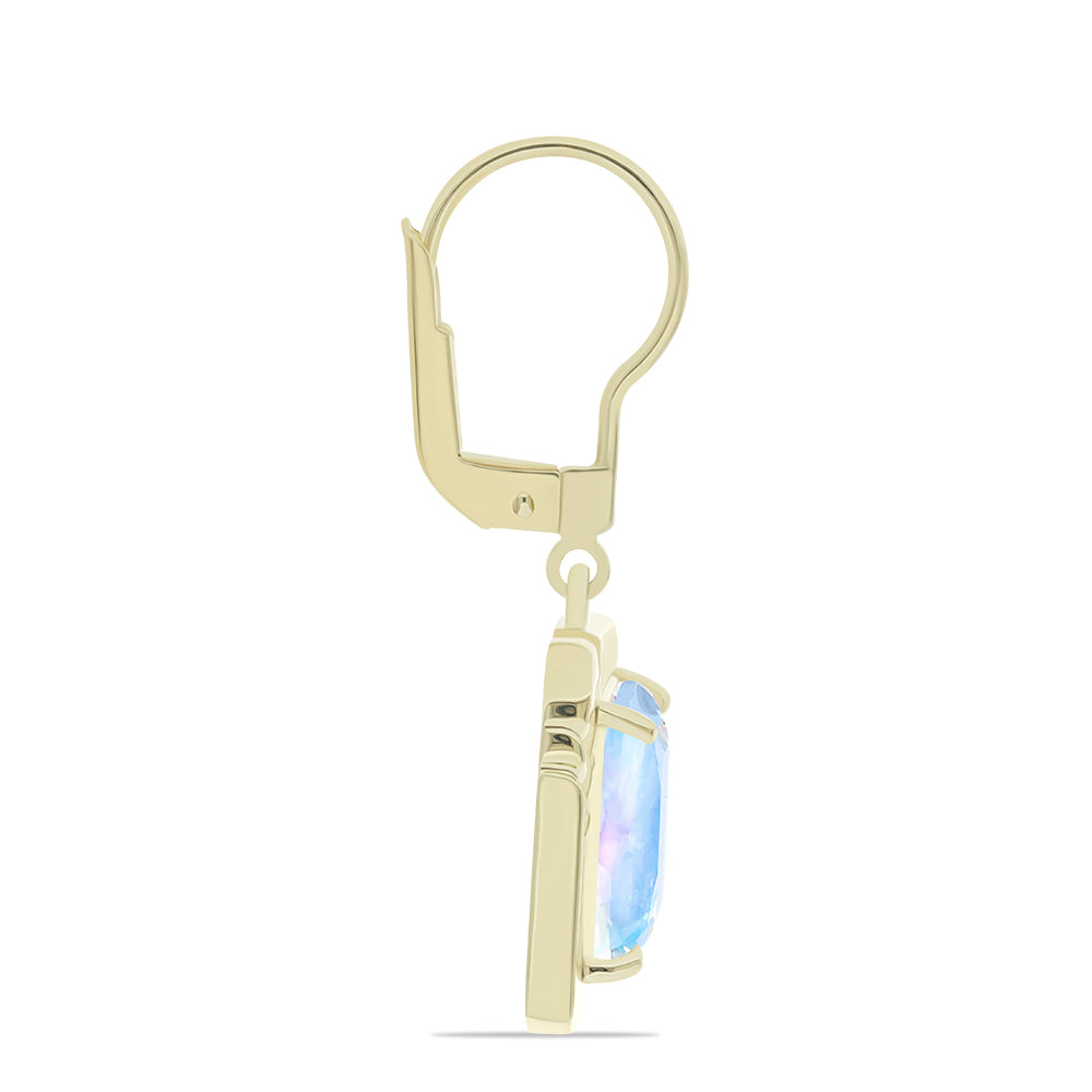 Goldplattierte Silberohrringe mit Regenbogenmondstein 2