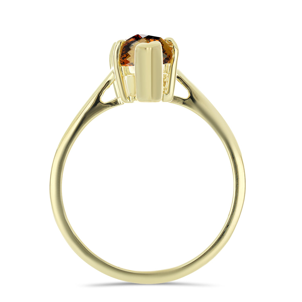Goldplattierter Silberring mit Cognac-Quarz