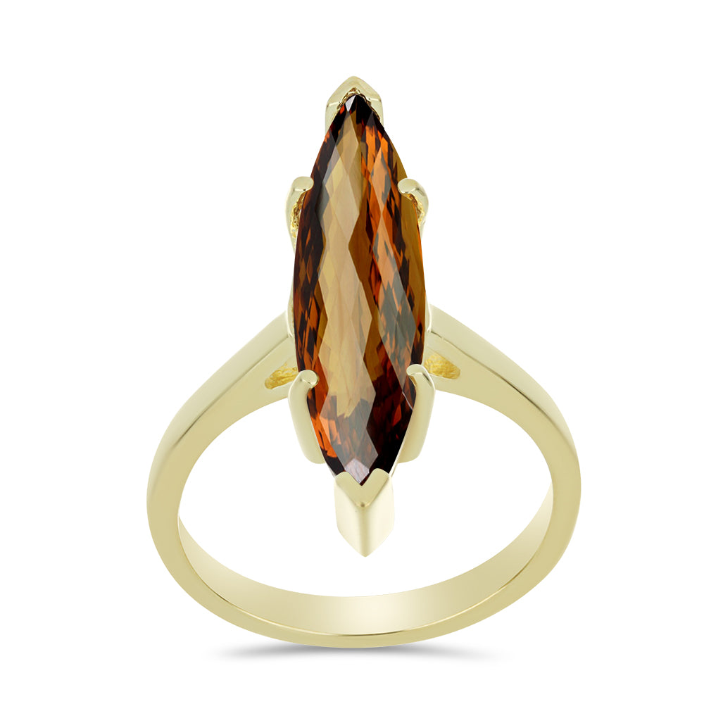 Goldplattierter Silberring mit Cognac-Quarz