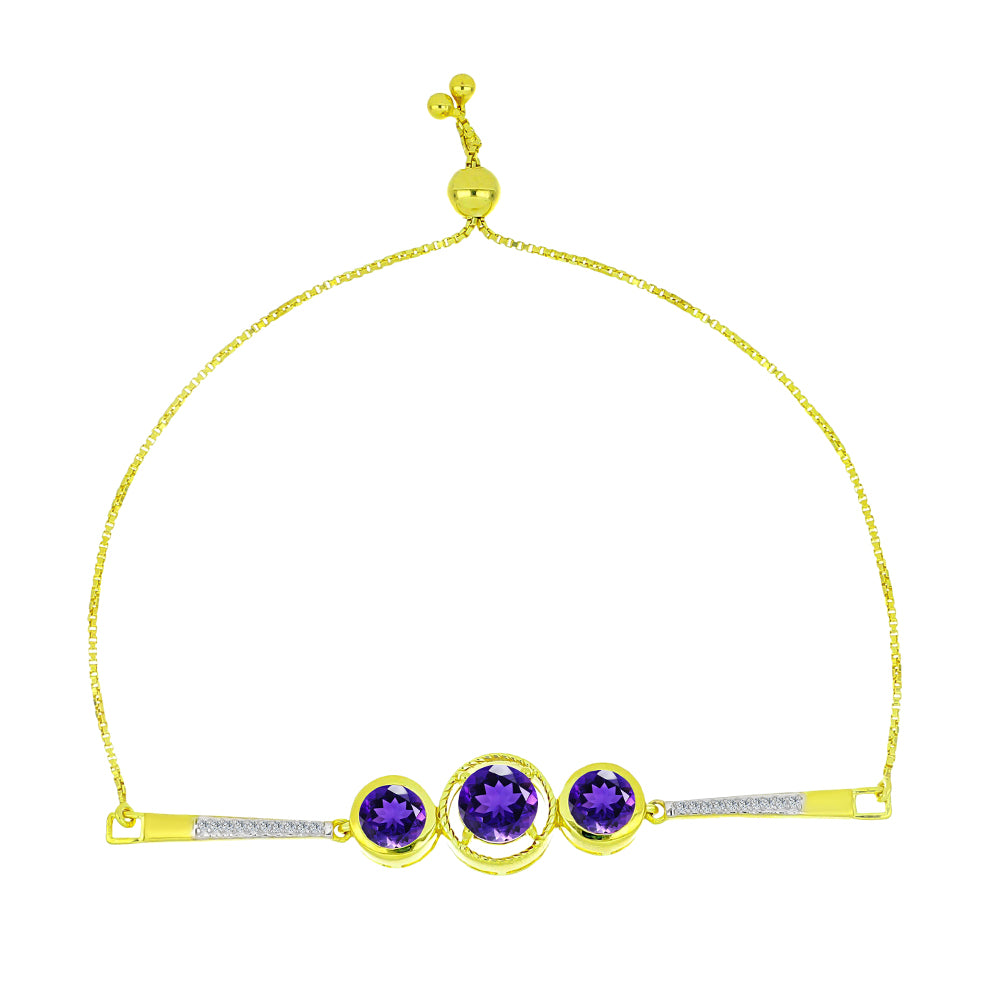 Goldplattiertes Silberarmband mit marokkanischem Amethyst und weißem Topas