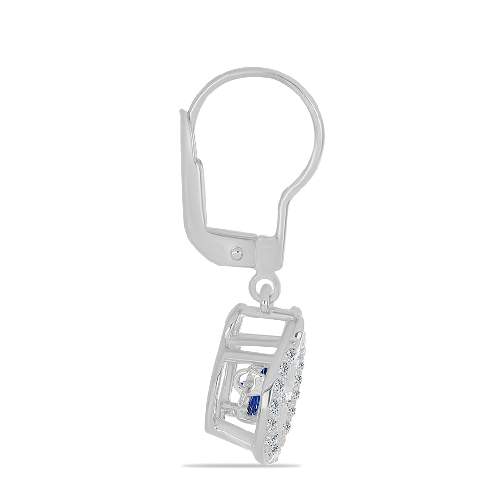 Silberohrringe mit zertifiziertem laborgezüchteten königsblauem Moissanit und weißem Topas