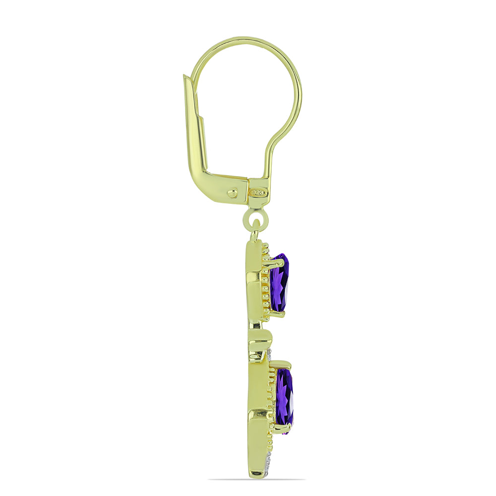 Goldplattierte Silberohrringe mit marokkanischem Amethyst und weißem Topas 2