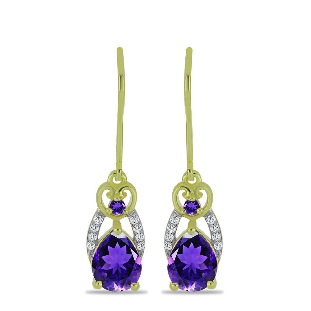 Goldplattierte Silberohrringe mit marokkanischem Amethyst und weißem Topas 1