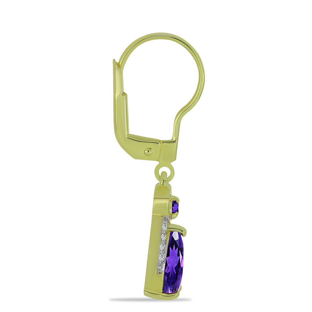 Goldplattierte Silberohrringe mit marokkanischem Amethyst und weißem Topas 2