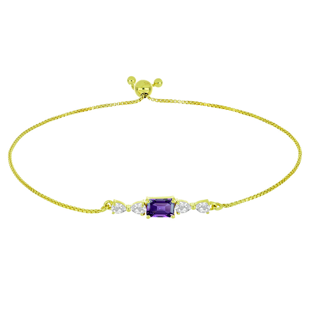 Goldplattiertes Silberarmband mit marokkanischem Amethyst und weißem Topas