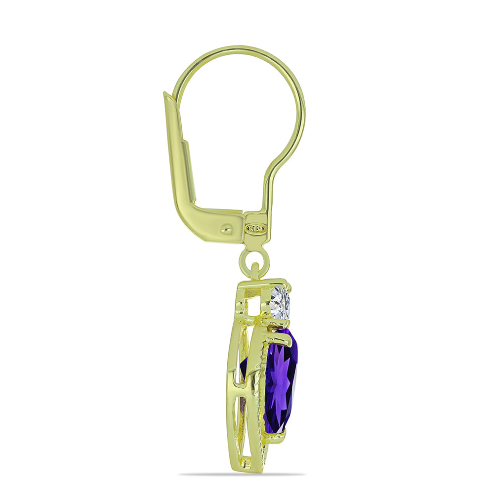 Goldplattierte Silberohrringe mit marokkanischem Amethyst und weißem Topas 2