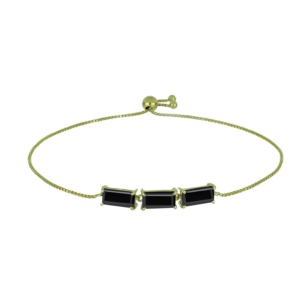 Goldplattiertes Silberarmband mit schwarzem Spinell