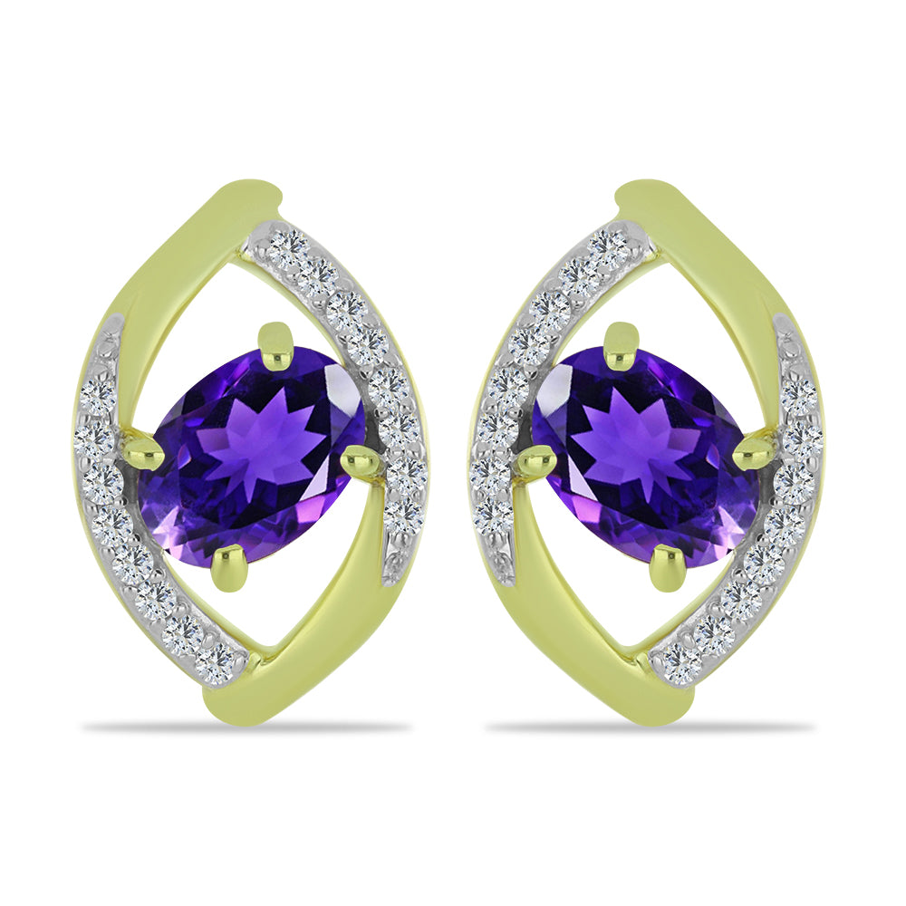 Goldplattierte Silberohrringe mit marokkanischem Amethyst und weißem Topas 1