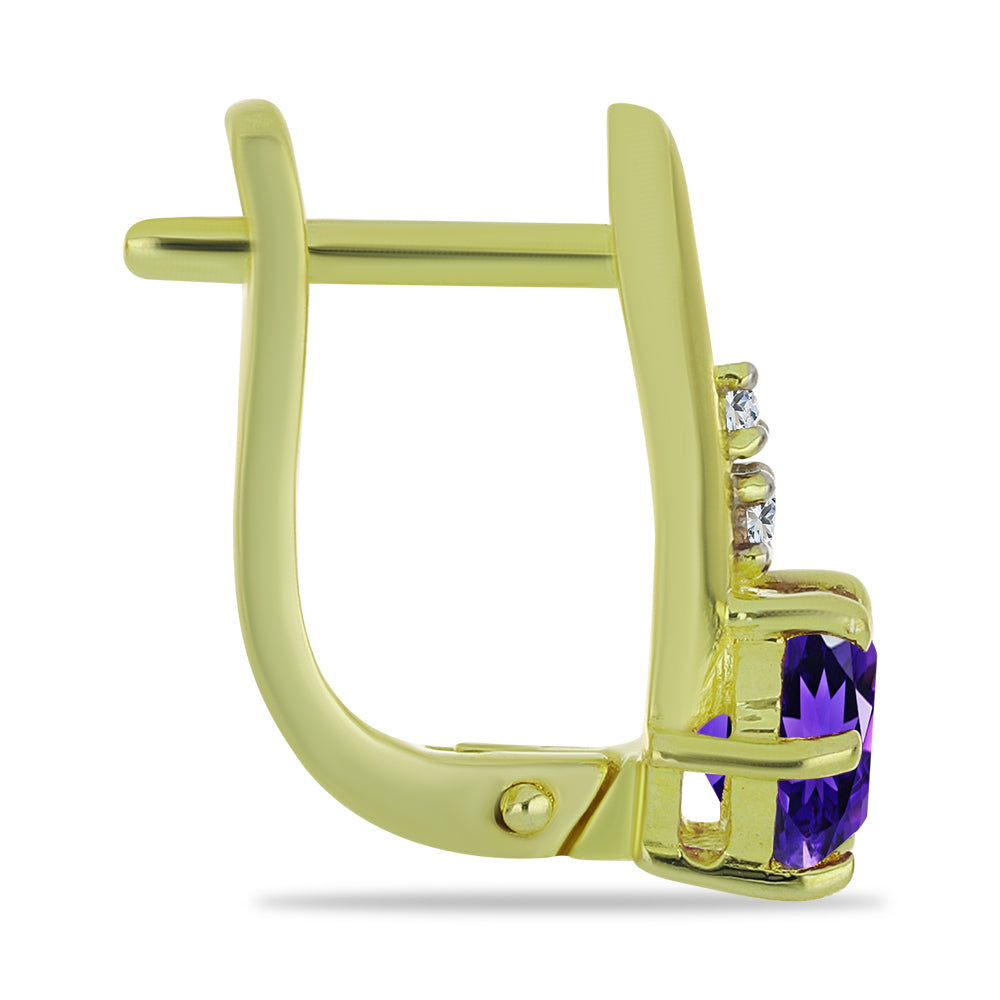Goldplattierte Silberohrringe mit marokkanischem Amethyst und weißem Topas 2