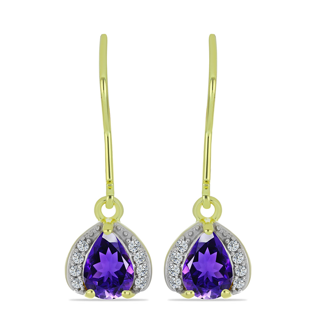 Goldplattierte Silberohrringe mit marokkanischem Amethyst und weißem Topas 1