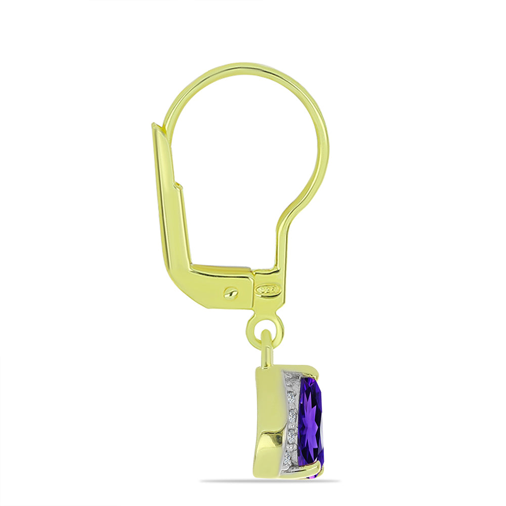 Goldplattierte Silberohrringe mit marokkanischem Amethyst und weißem Topas 2